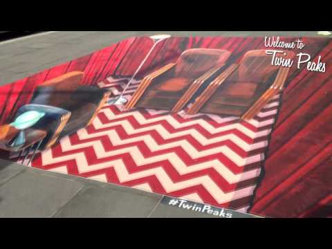 The Red Room (Twin Peaks) as a 3D anamorphic painting on the streets of Brooklyn, NY