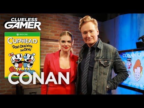 Clueless Gamer: &quot;Cuphead&quot; With Kate Upton | CONAN on TBS