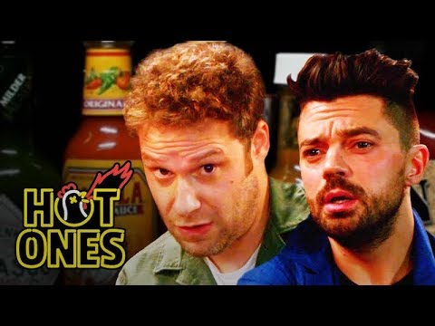 Seth Rogen and Dominic Cooper Suffer While Eating Spicy Wings | Hot Ones