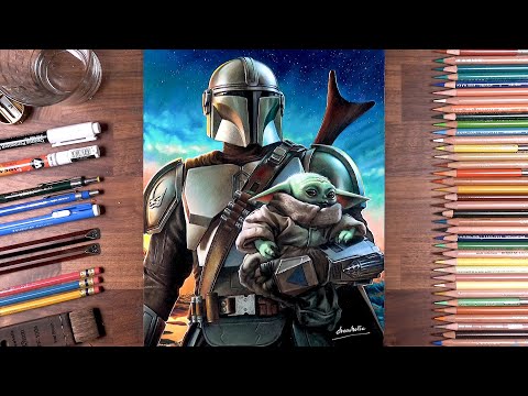 Drawing The Mandalorian : Din Djarin &amp; Grogu | drawholic