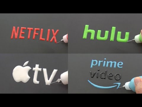 STREAMING SERVICES BRAND LOGOS PANCAKE ART - NETFLIX, HULU, AMAZON PRIME VIDEO, APPLE TV