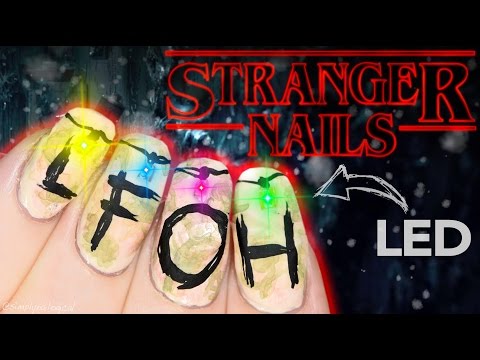 Stranger Things Christmas Lights Nail Art