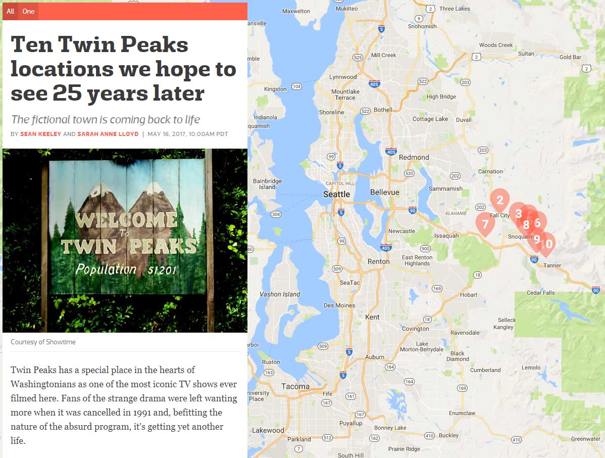Twin Peaks: Alle Locations der 3 Staffeln - Schöne Kartenübersicht