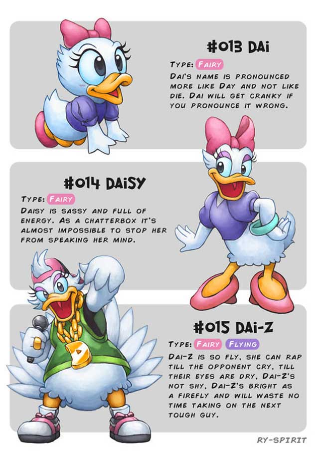 Wonderbaarlijk Als Pokémon evolvierende Disney-Figuren - Zeichnungen von Ry TC-61