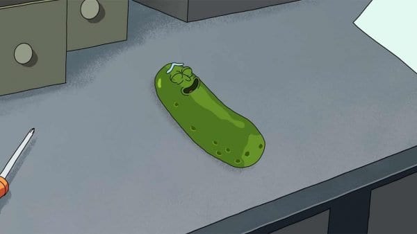 Justin Roilands Lachflash bei der Pickle Rick-Synchonisierung