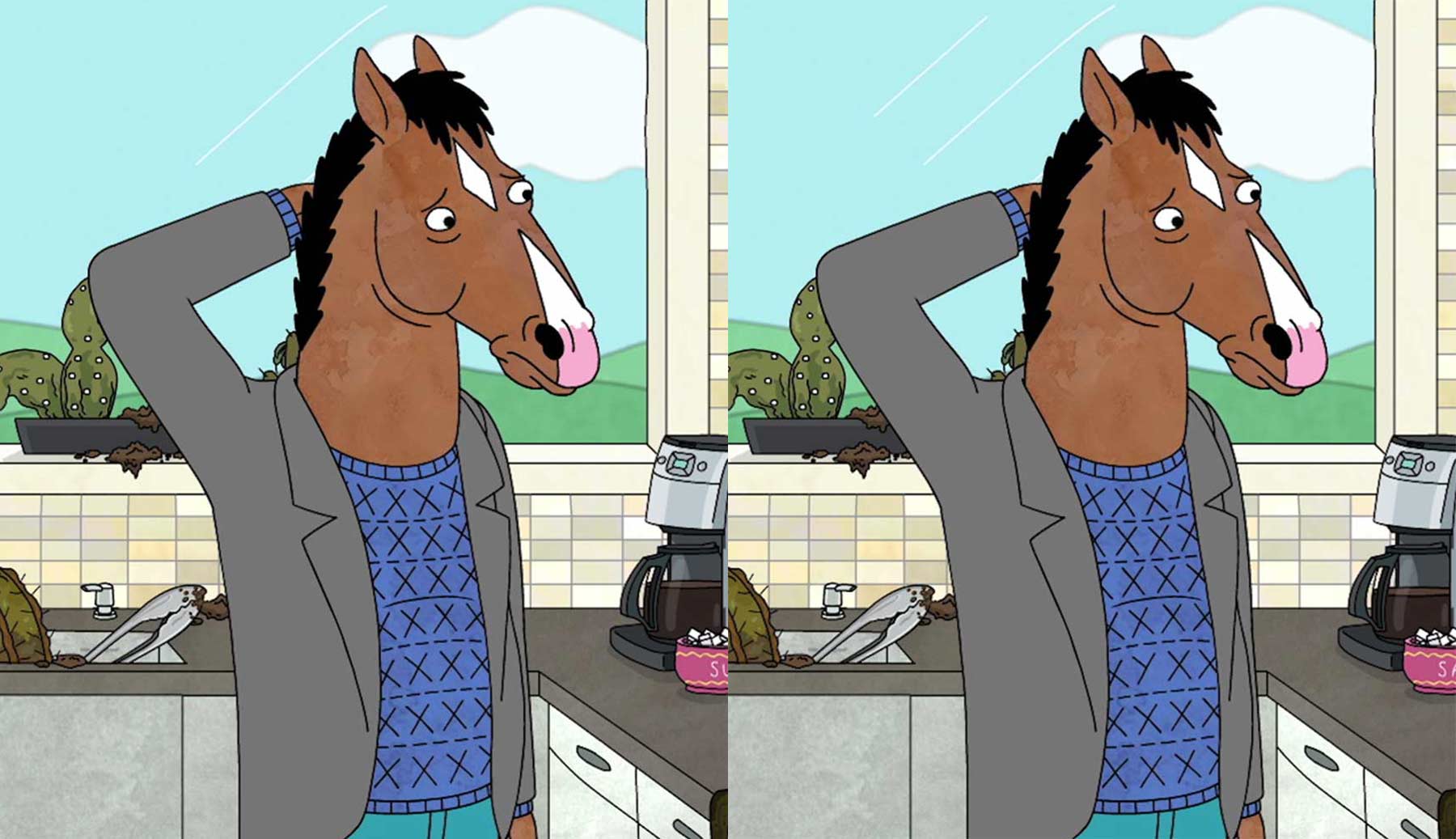 Findet ihr die 12 Unterschiede zwischen den „BoJack Horseman“-Bildern?