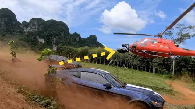 Wie Action-Szenen aus dem Helikopter gedreht werden