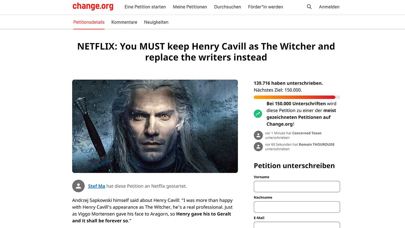 online-peition_Henry-cavill-netflix-the-witcher